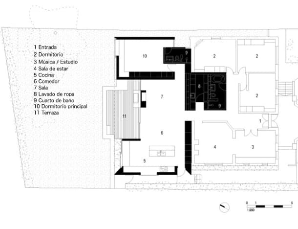 Skylight House plano planta Andrew Burges Architects