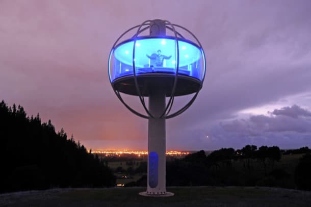 Skysphere refugio circular autoconstruido