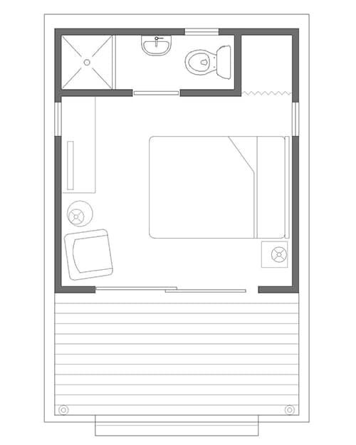 plano planta refugio ZipCabin