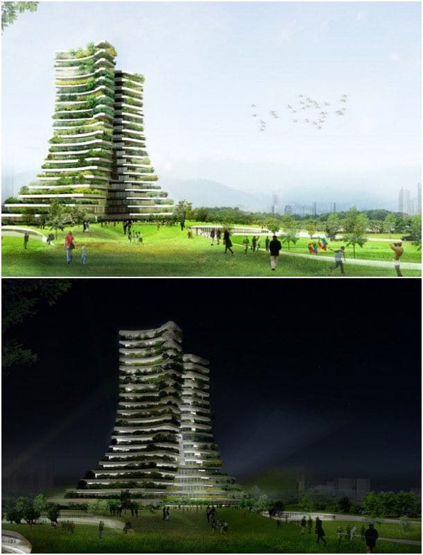arquitectura con vegetación torre ayuntamiento de Bac Ninh