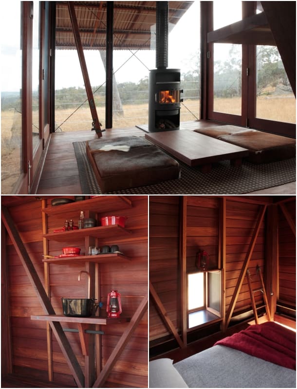 interior refugio prefabricado madera Permanent Camping