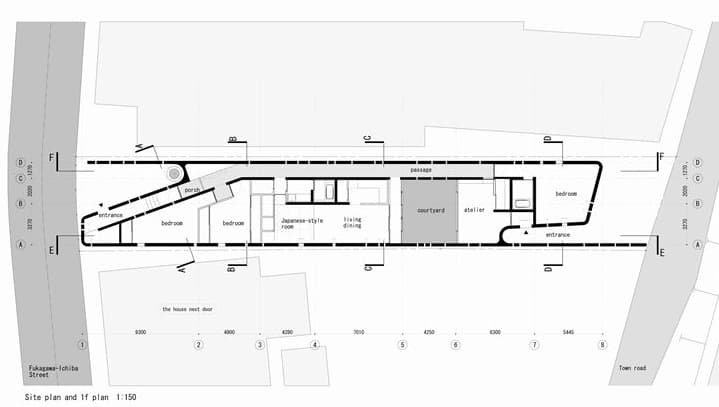 plano de planta Slit House - Eastern Design Office