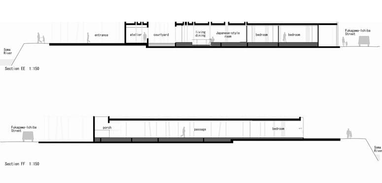 planos secciones Slit House - Eastern Design Office