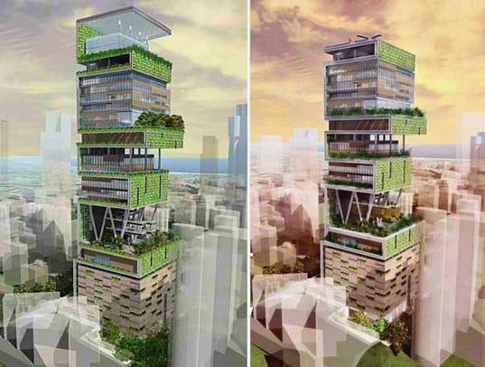 renders proyecto torre Antilia House