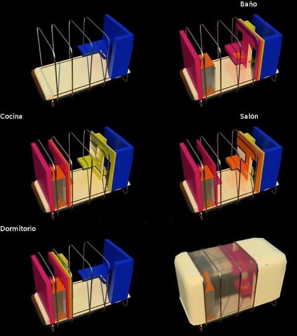 Home Economic Capsule refugio con tabiques moviles