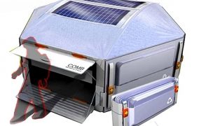 Ligero refugio con láminas fotovoltaicas