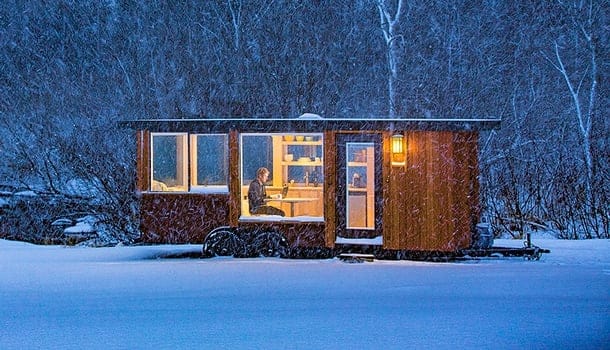 Casita de madera y acero corten casa móvil VISTA