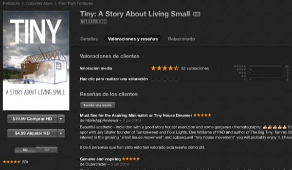 valoraciones iTunes documental TINY