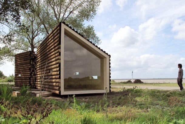 refugio de troncos de madera Flake House