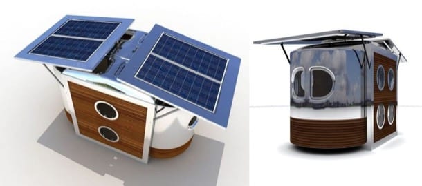 detalles casa móvil Be-Coc, con paneles solares