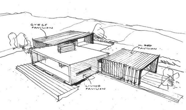 dibujo en perspectiva de la Dixon House