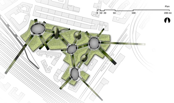 plano del sitio Soundscape Towers