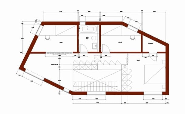 plano planta alta de Casa Tumle