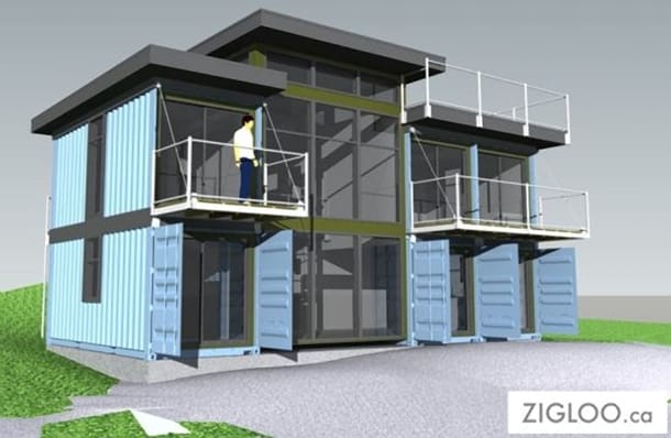 render de casa-container 2x4 Zigloo