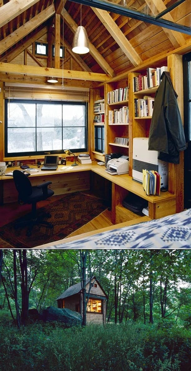 interior de la writing house de Michael Pollan