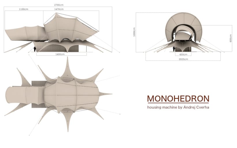 dimensiones refugio Monohedron