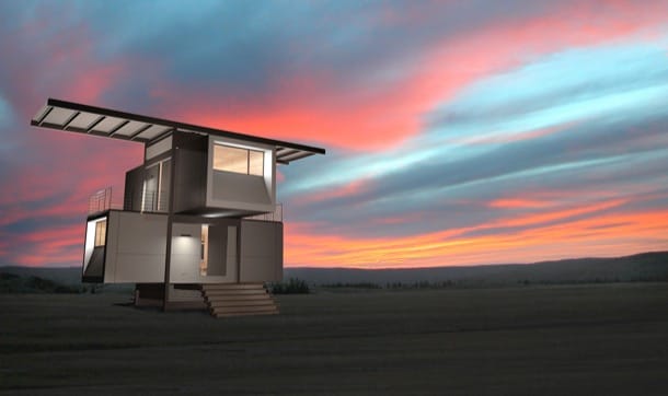 ZeroHouse modular al atardecer