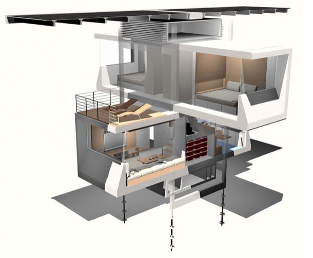 render en perspectiva de la ZeroHouse