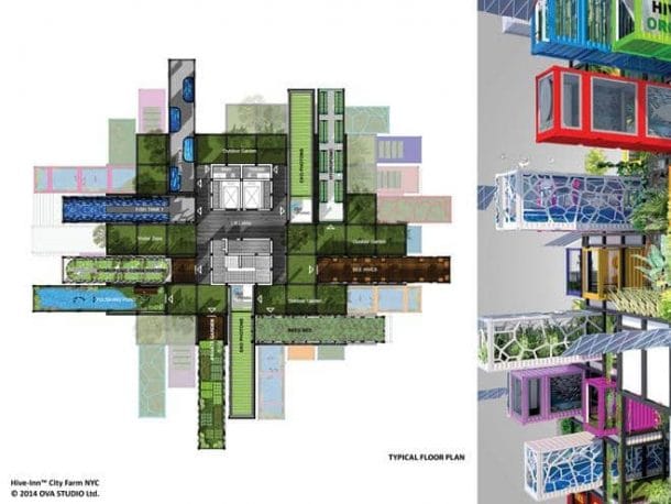 granja vertical con contenedores Hive-inn City Farm