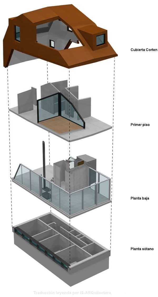 axonometría de la casa KHM26