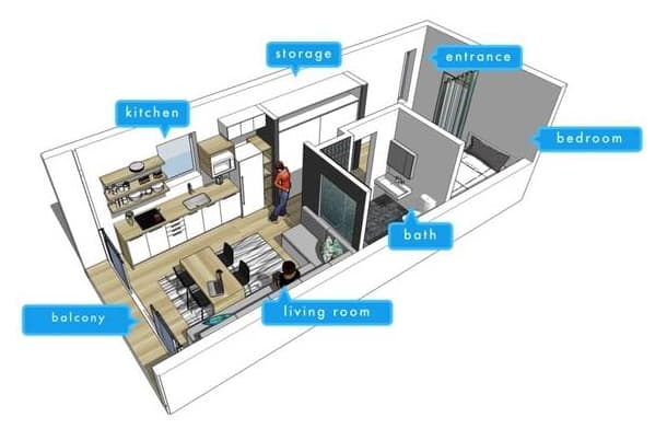 axonometría vivienda modular urbana Uhu