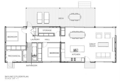 plano planta casa Skyline1.2 Marmol Radziner