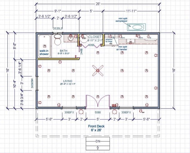 plano planta Modern Dwell 16x26 pies de Kanga Room Systems
