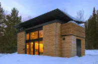 casa prefabricada EDGE con paisaje nevado